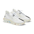 Men's Athletic Sneakers — White Knit Runners with Bold Black Brushstroke Accent