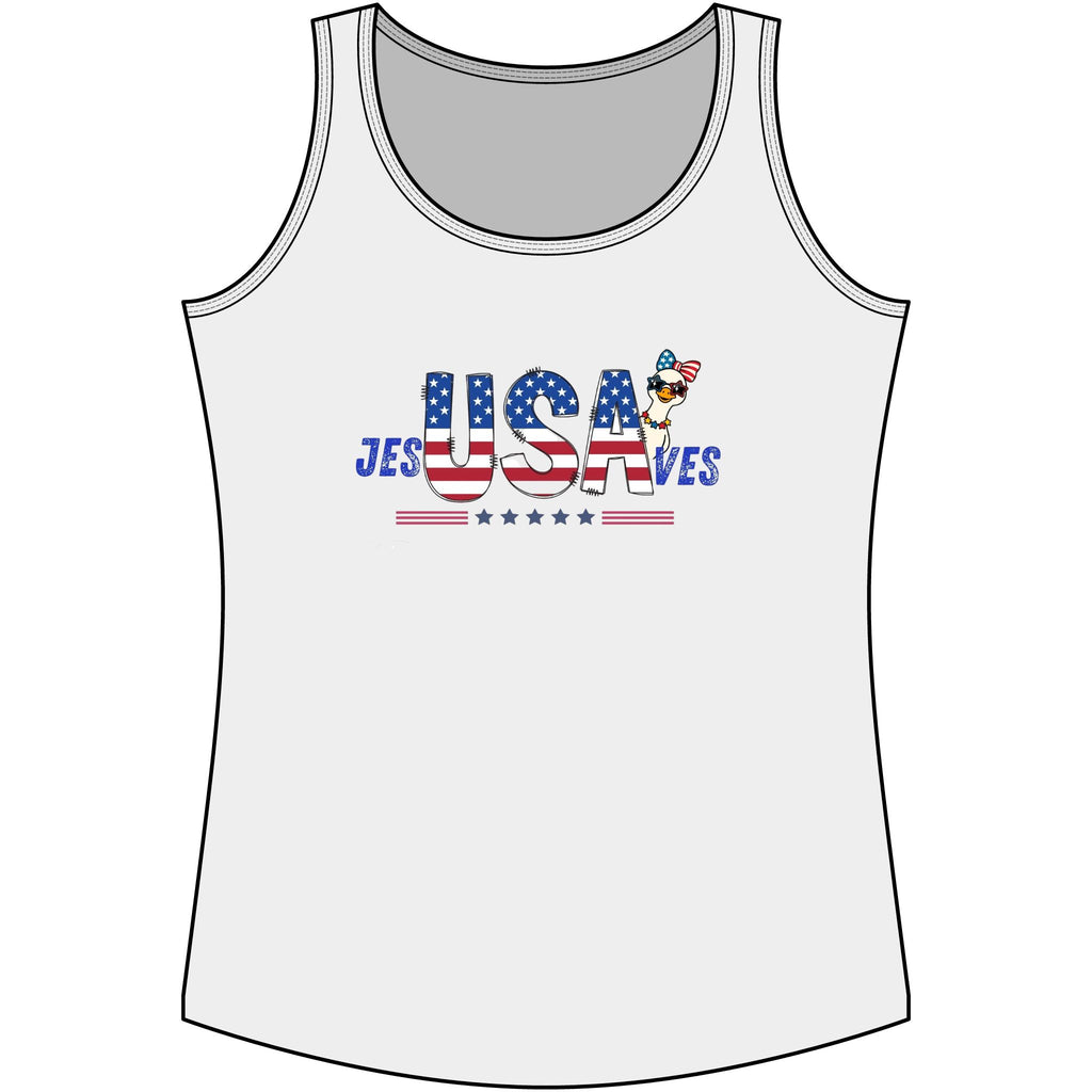 USA Flag Graphic Tank Top – "USA" Patriotic Women's Cotton Tank for 4th of July