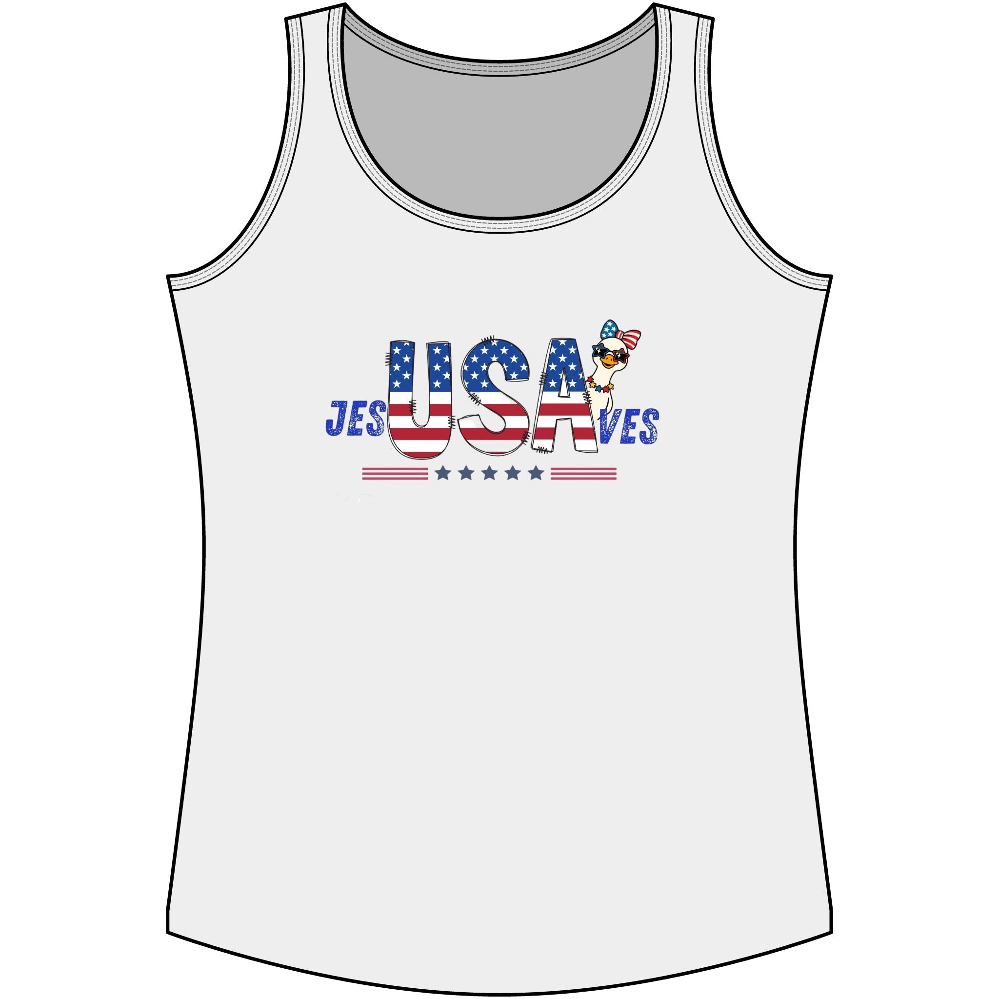 USA Flag Graphic Tank Top – "USA" Patriotic Women's Cotton Tank for 4th of July