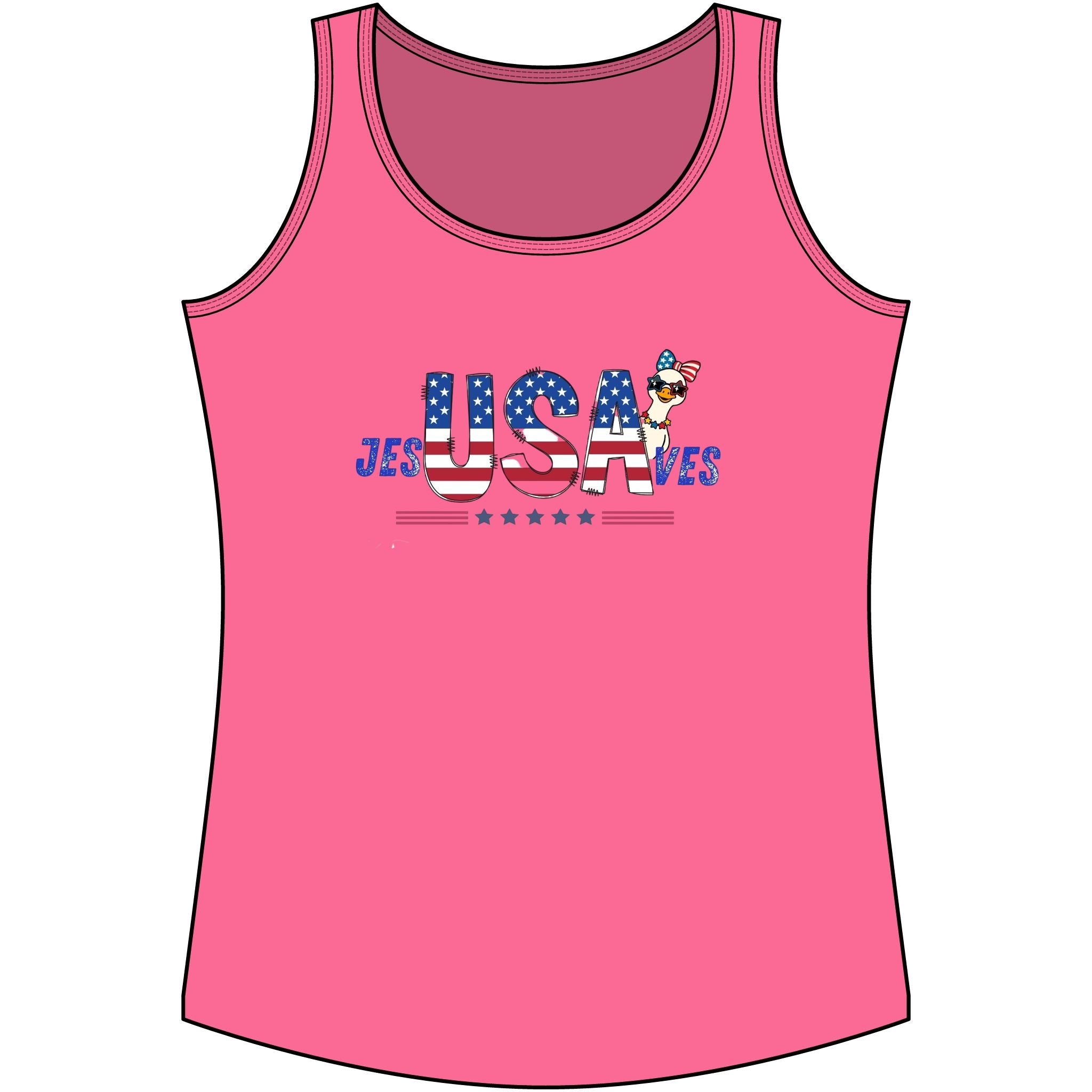 USA Flag Graphic Tank Top – "USA" Patriotic Women's Cotton Tank for 4th of July