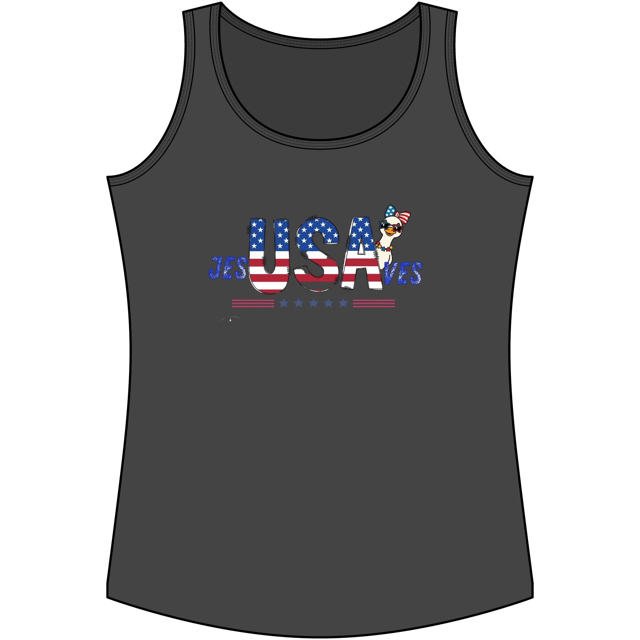 USA Flag Graphic Tank Top – "USA" Patriotic Women's Cotton Tank for 4th of July