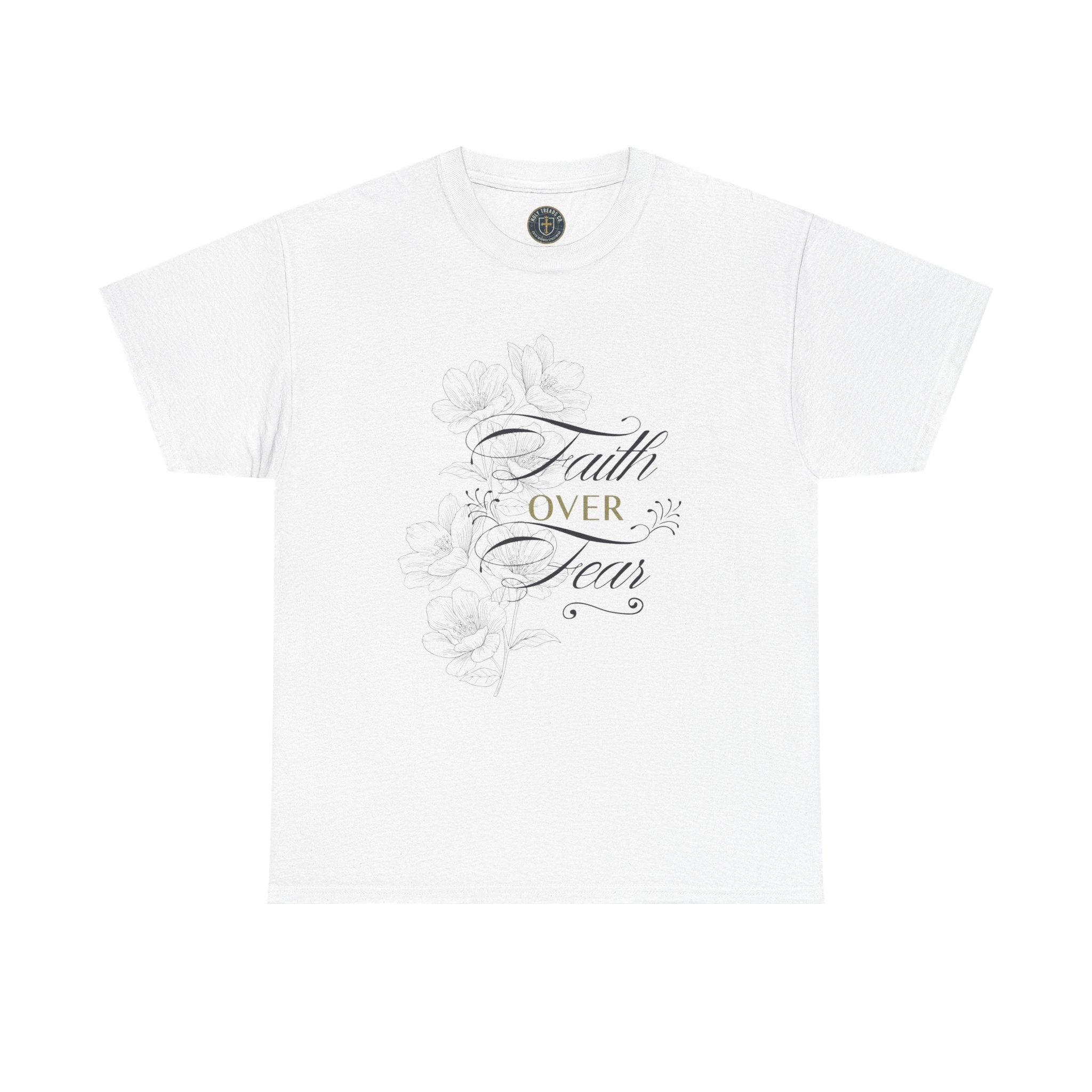 Faith Over Fear T-Shirt — Inspirational Christian Tee with Floral Script