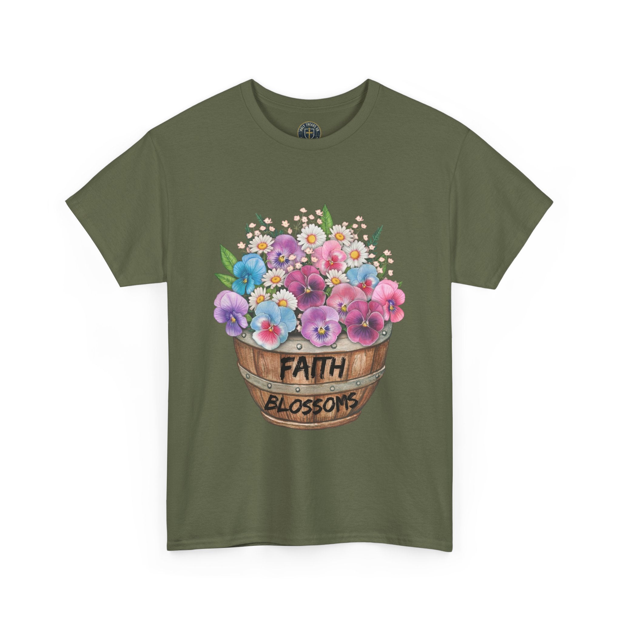Faith Blossoms T-Shirt — Floral Bucket Christian Tee