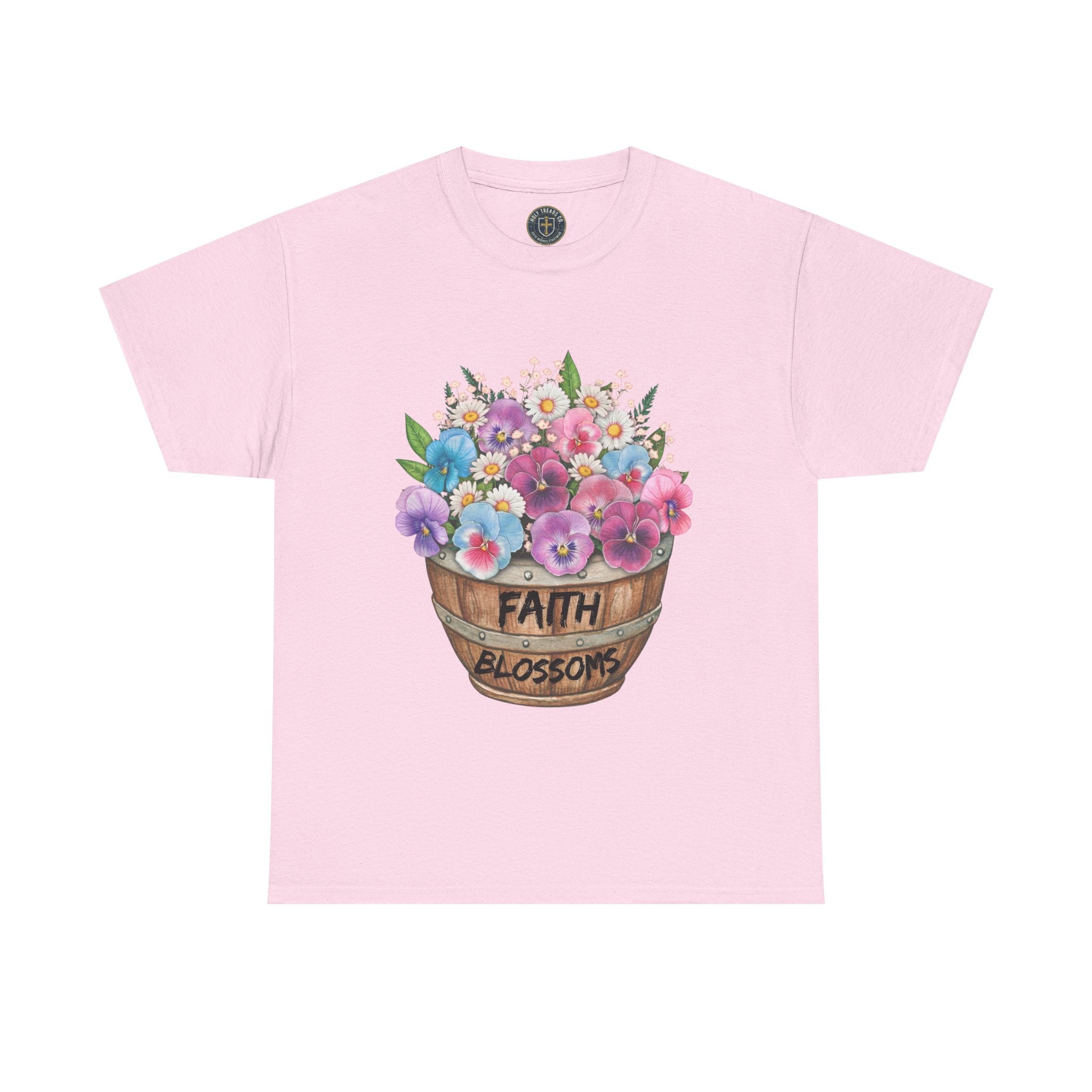 Faith Blossoms T-Shirt — Floral Bucket Christian Tee