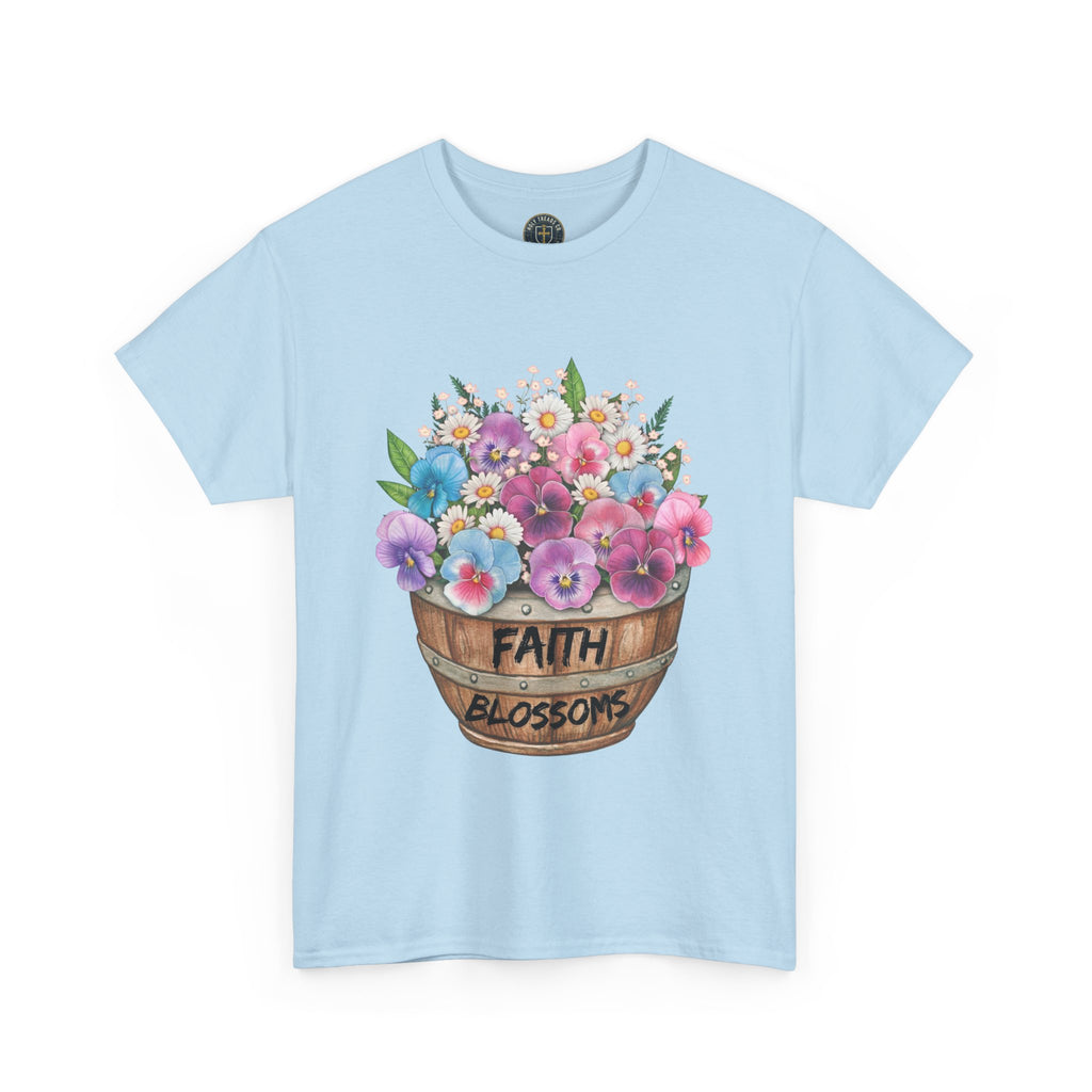 Faith Blossoms T-Shirt — Floral Bucket Christian Tee