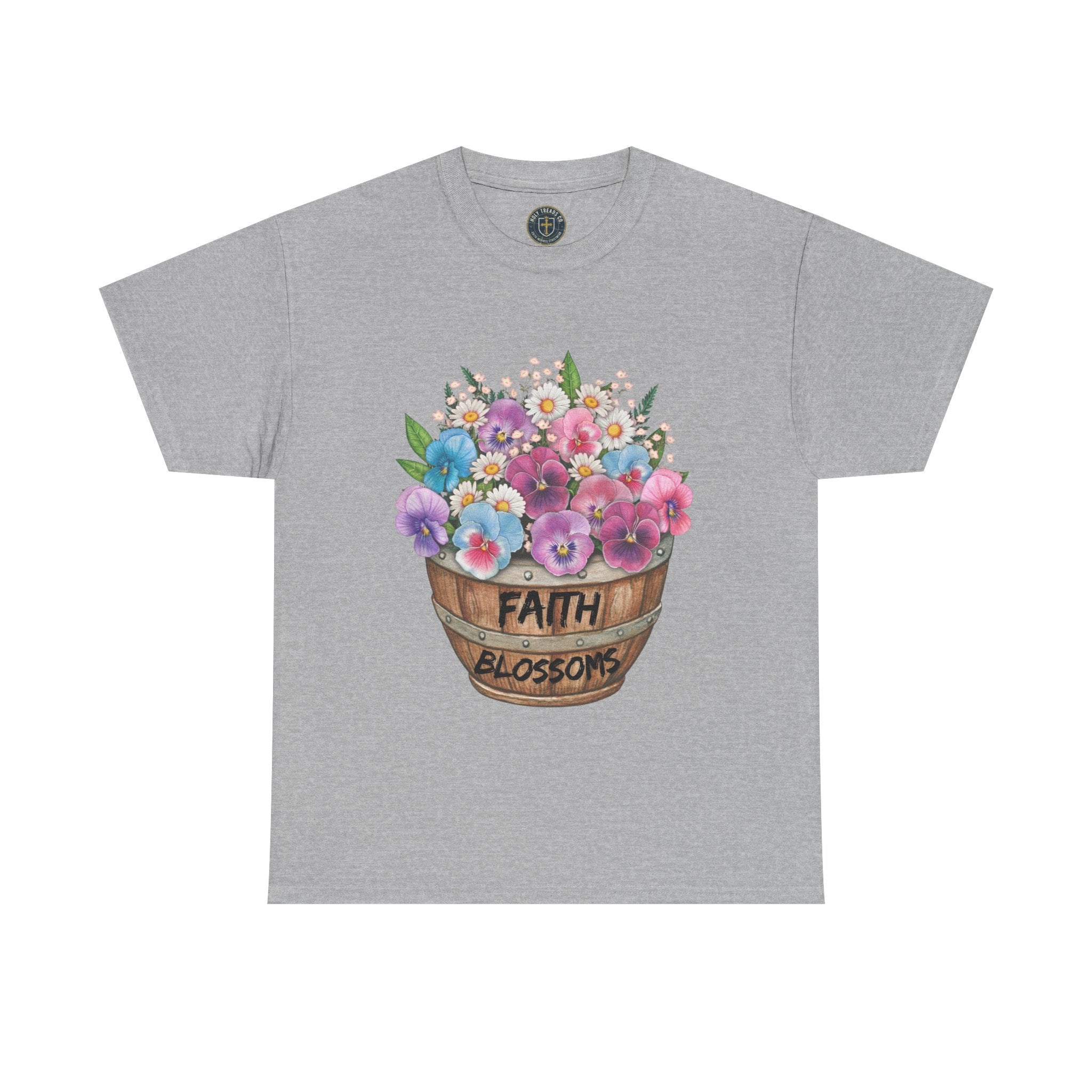 Faith Blossoms T-Shirt — Floral Bucket Christian Tee