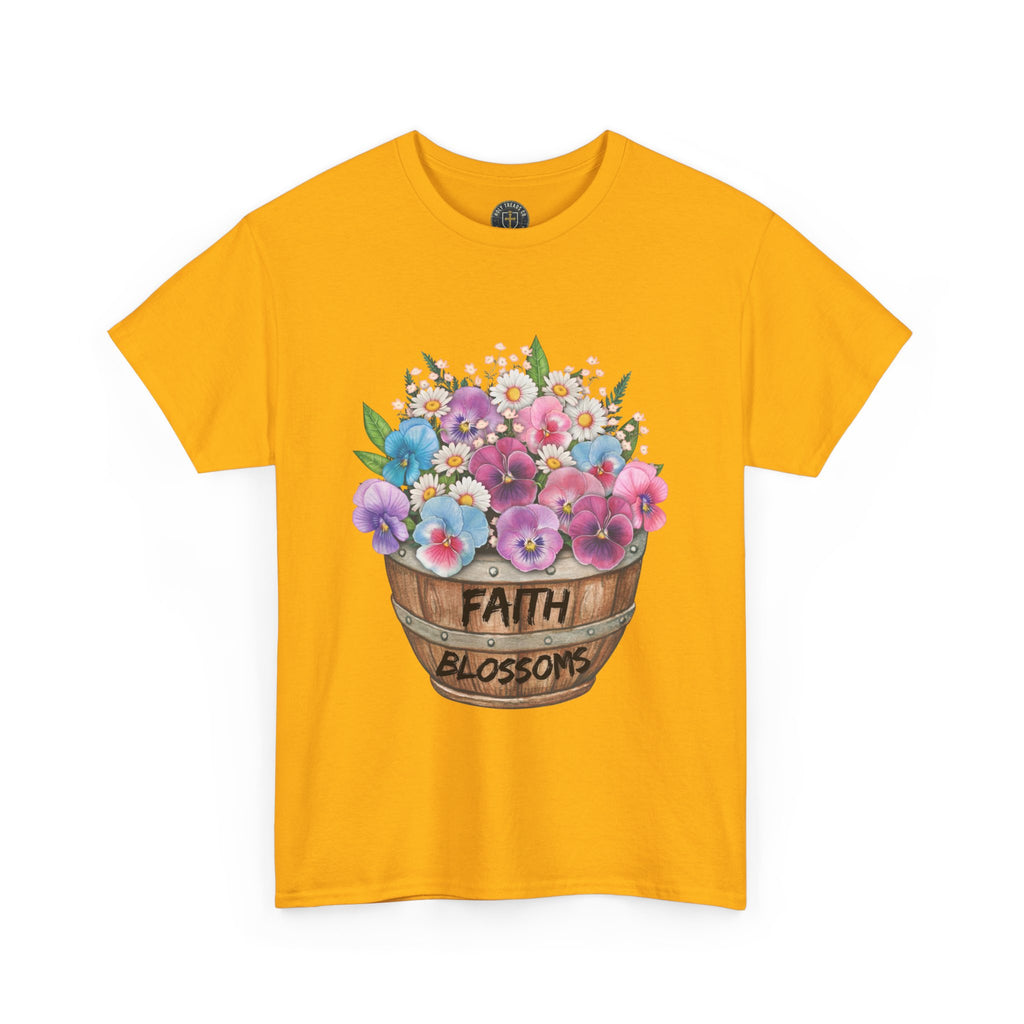 Faith Blossoms T-Shirt — Floral Bucket Christian Tee