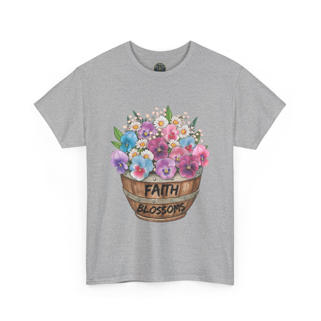 Faith Blossoms T-Shirt — Floral Bucket Christian Tee