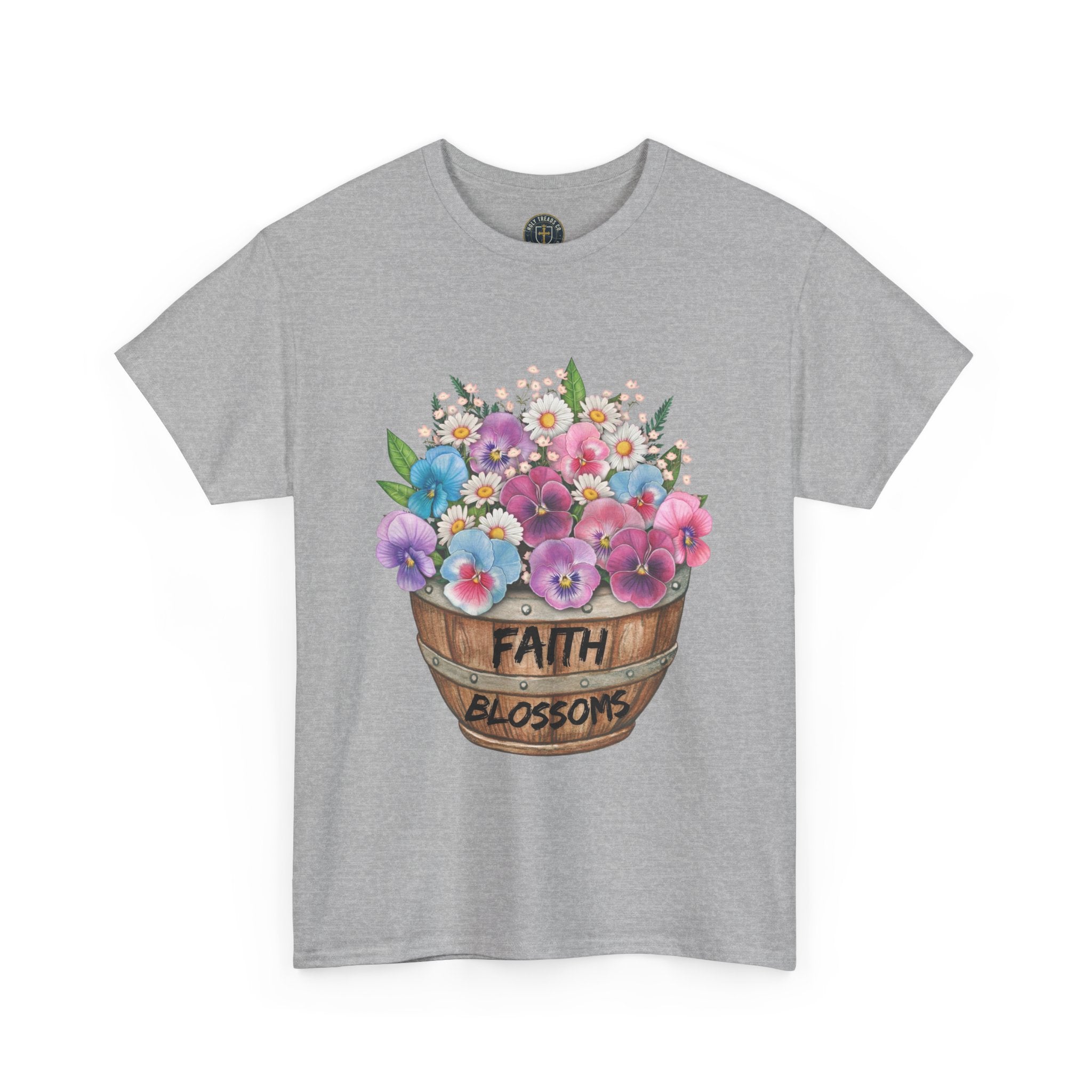 Faith Blossoms T-Shirt — Floral Bucket Christian Tee