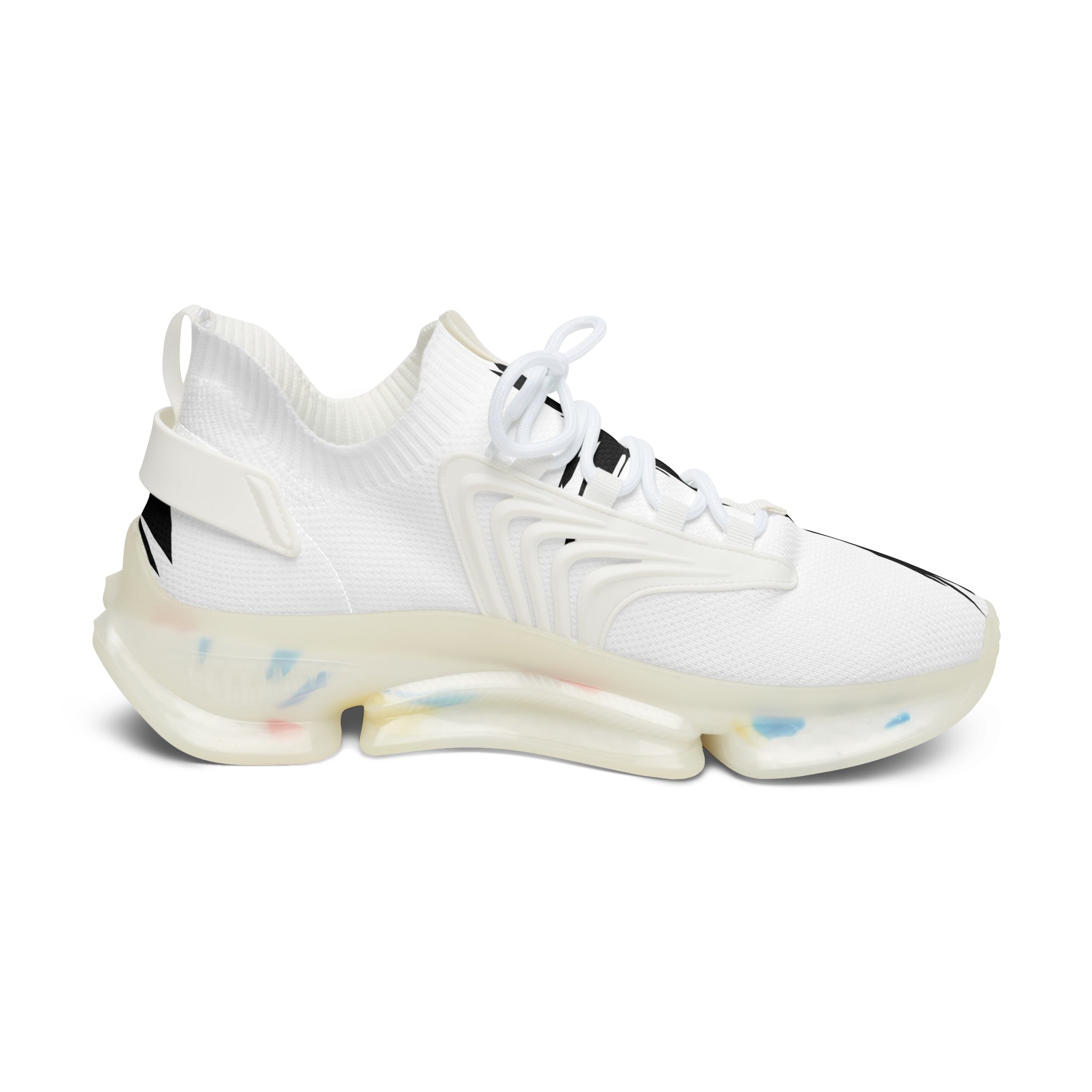 Women's White Mesh Sneakers — Lightweight Breathable Athletic Shoes with Color-Accent Soles