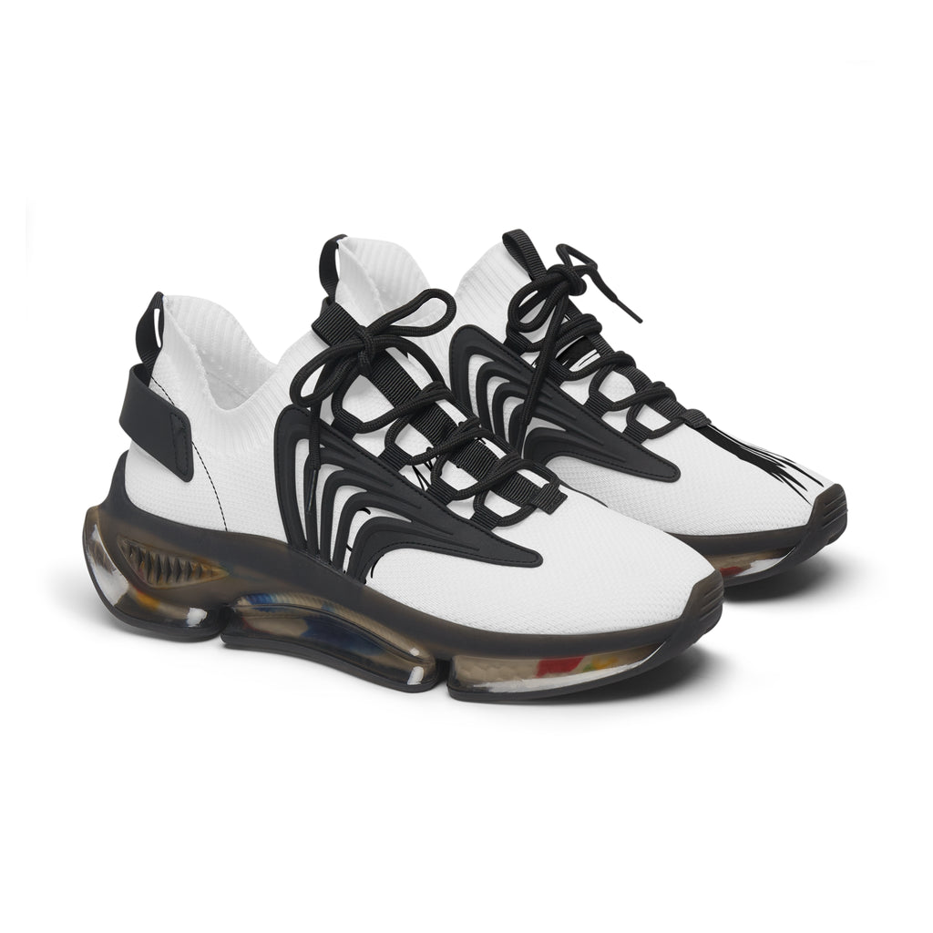 Women's White Mesh Sneakers — Lightweight Breathable Athletic Shoes with Color-Accent Soles