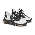 Women's White Mesh Sneakers — Lightweight Breathable Athletic Shoes with Color-Accent Soles