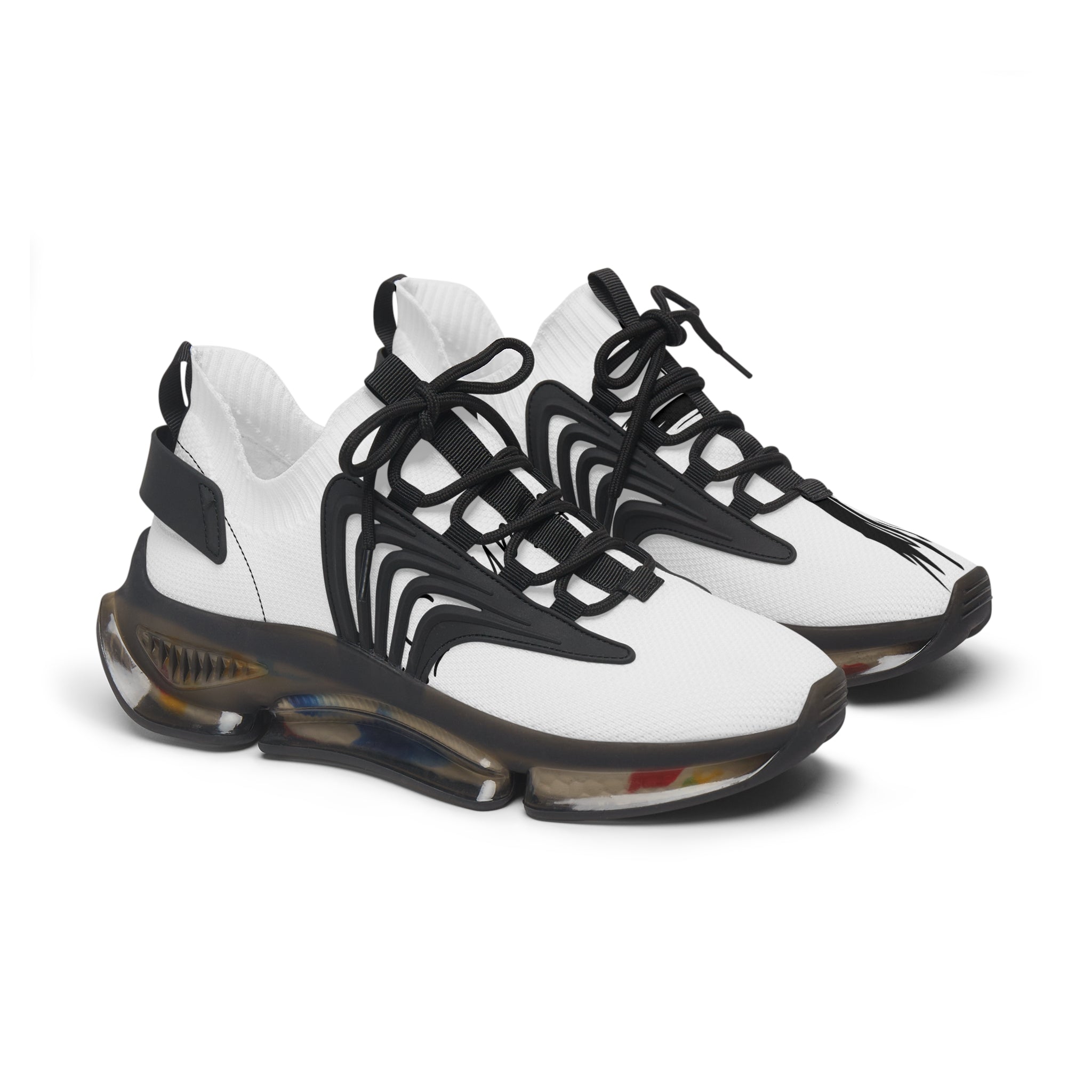 Women's White Mesh Sneakers — Lightweight Breathable Athletic Shoes with Color-Accent Soles