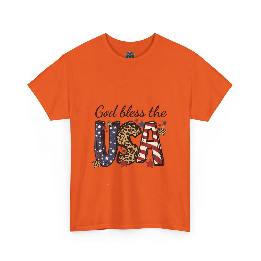 God Bless the USA Tee — Patriotic Leopard & Flag Graphic T-Shirt