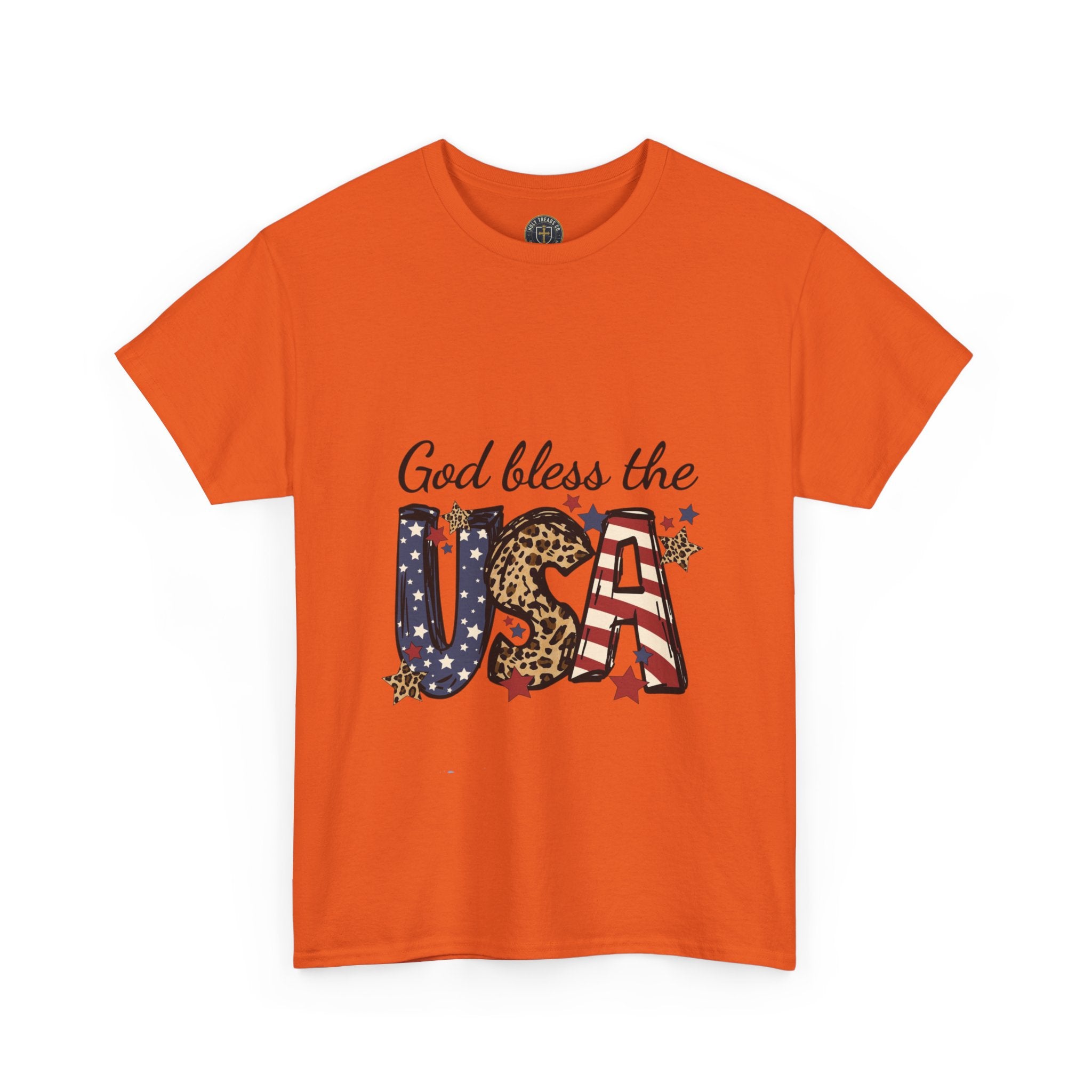 God Bless the USA Tee — Patriotic Leopard & Flag Graphic T-Shirt
