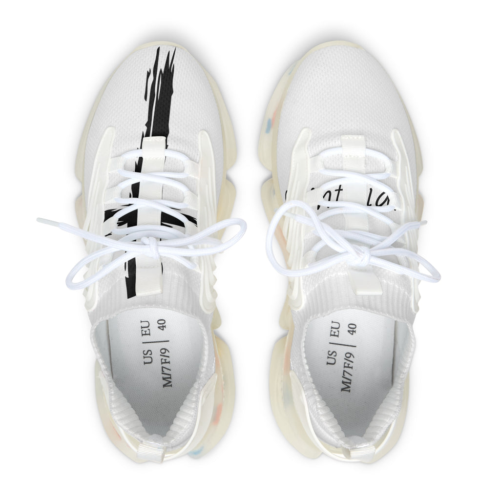 Women's White Mesh Sneakers — Lightweight Breathable Athletic Shoes with Color-Accent Soles