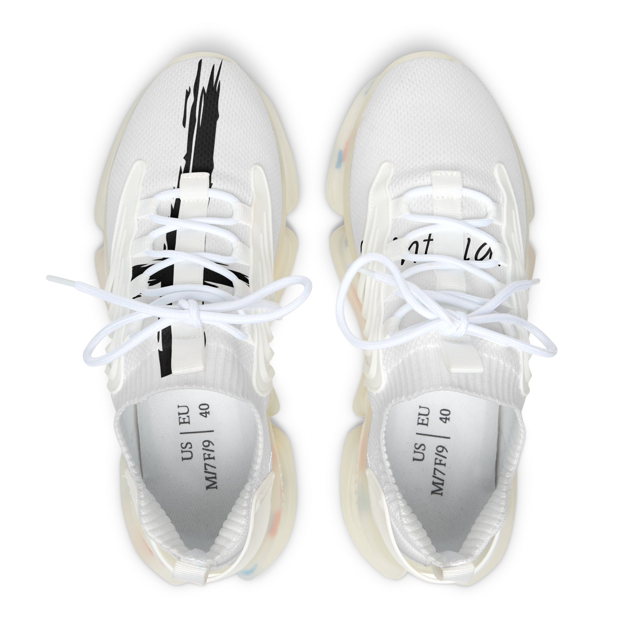 Women's White Mesh Sneakers — Lightweight Breathable Athletic Shoes with Color-Accent Soles