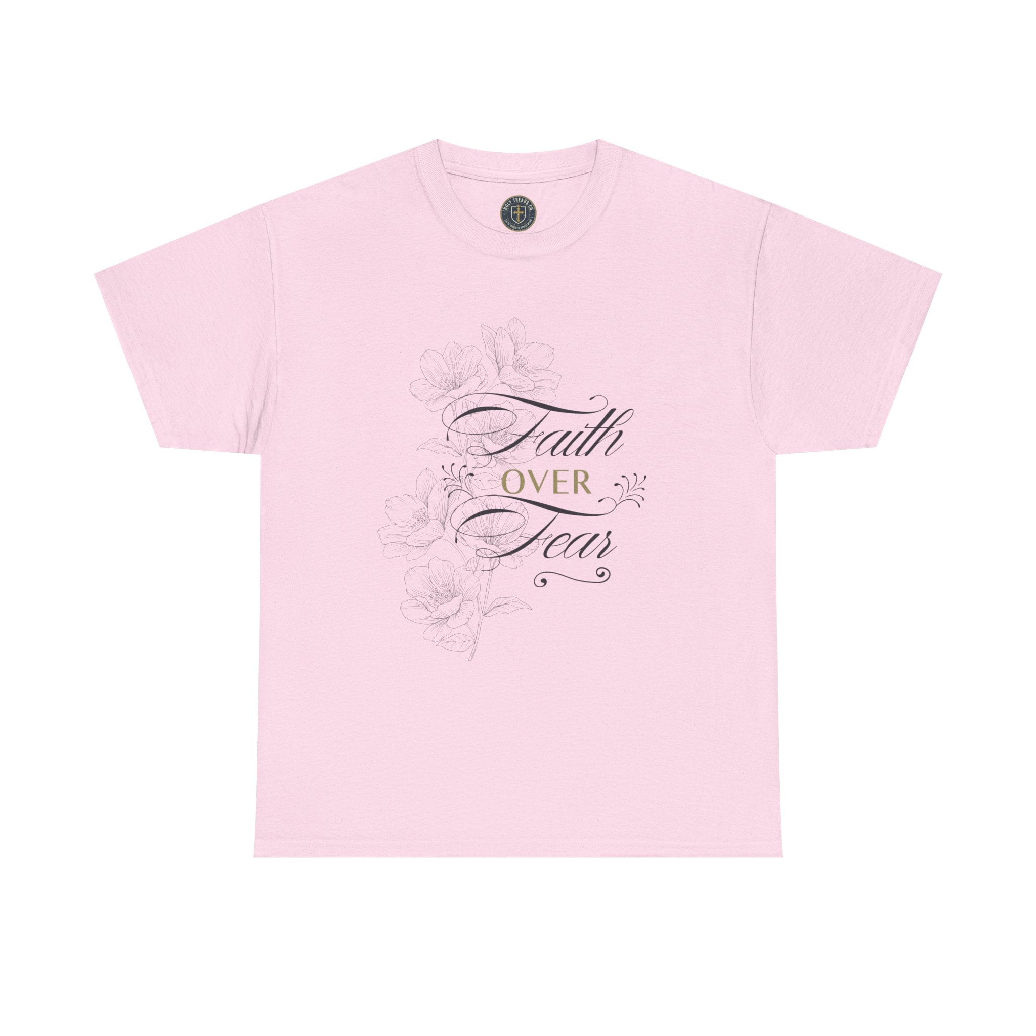 Faith Over Fear T-Shirt — Inspirational Christian Tee with Floral Script