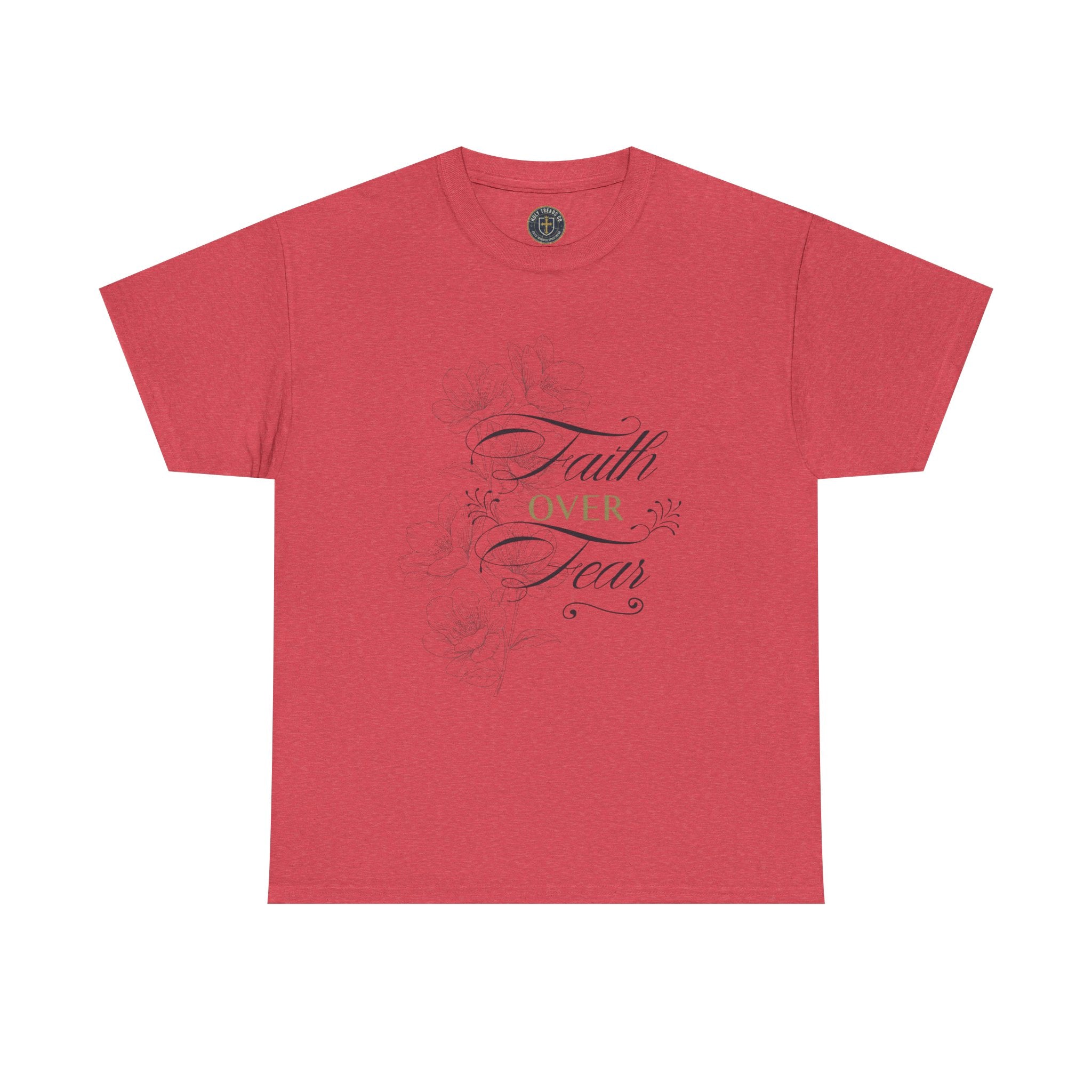 Faith Over Fear T-Shirt — Inspirational Christian Tee with Floral Script