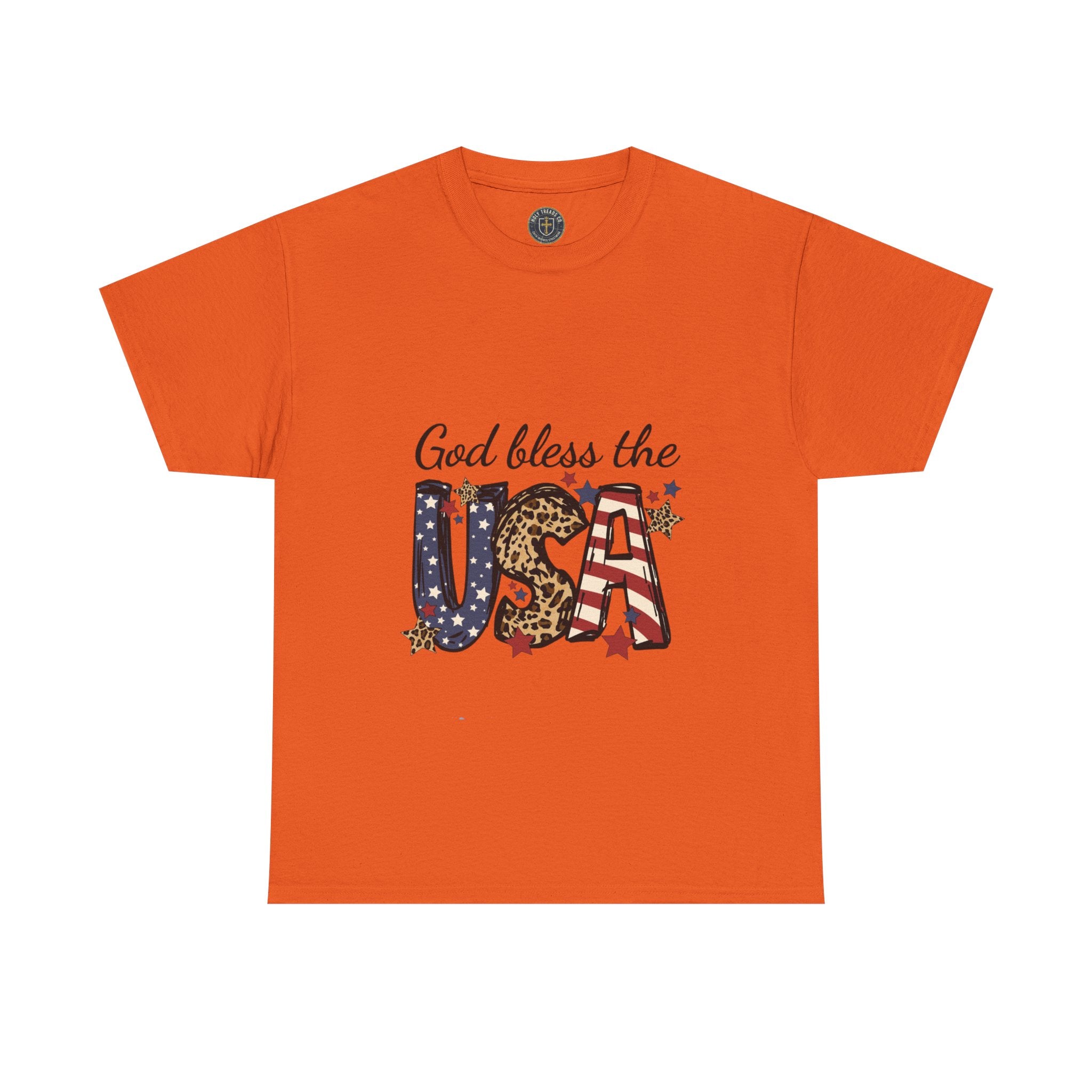 God Bless the USA Tee — Patriotic Leopard & Flag Graphic T-Shirt