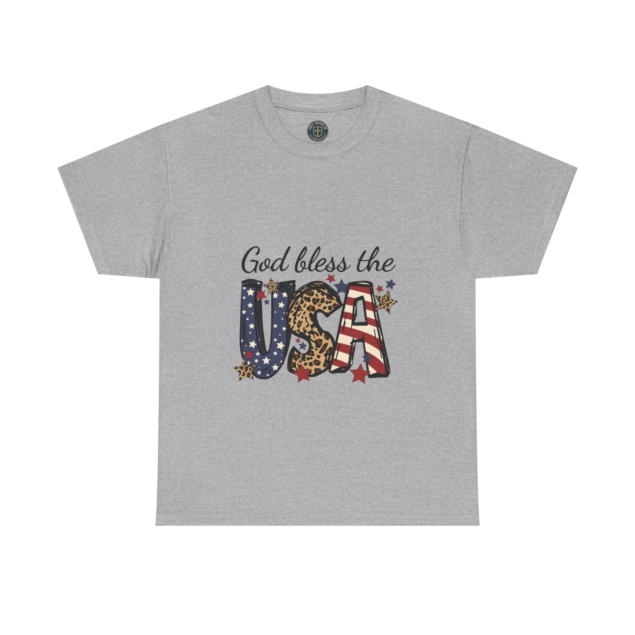 God Bless the USA Tee — Patriotic Leopard & Flag Graphic T-Shirt
