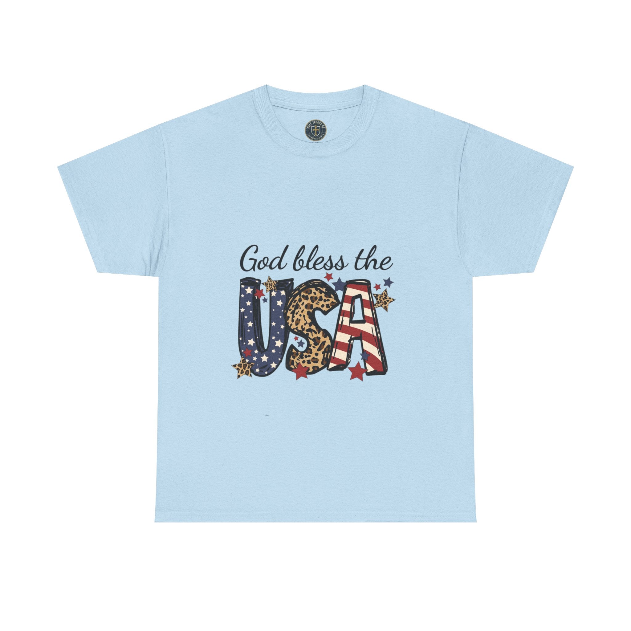 God Bless the USA Tee — Patriotic Leopard & Flag Graphic T-Shirt