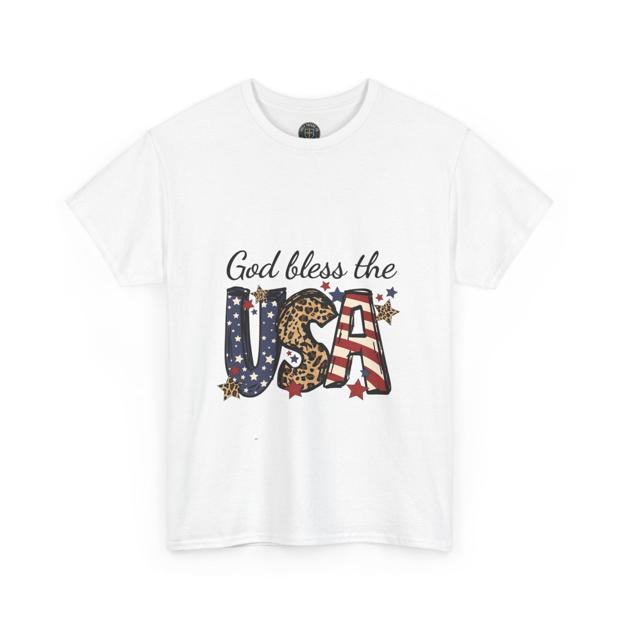 God Bless the USA Tee — Patriotic Leopard & Flag Graphic T-Shirt