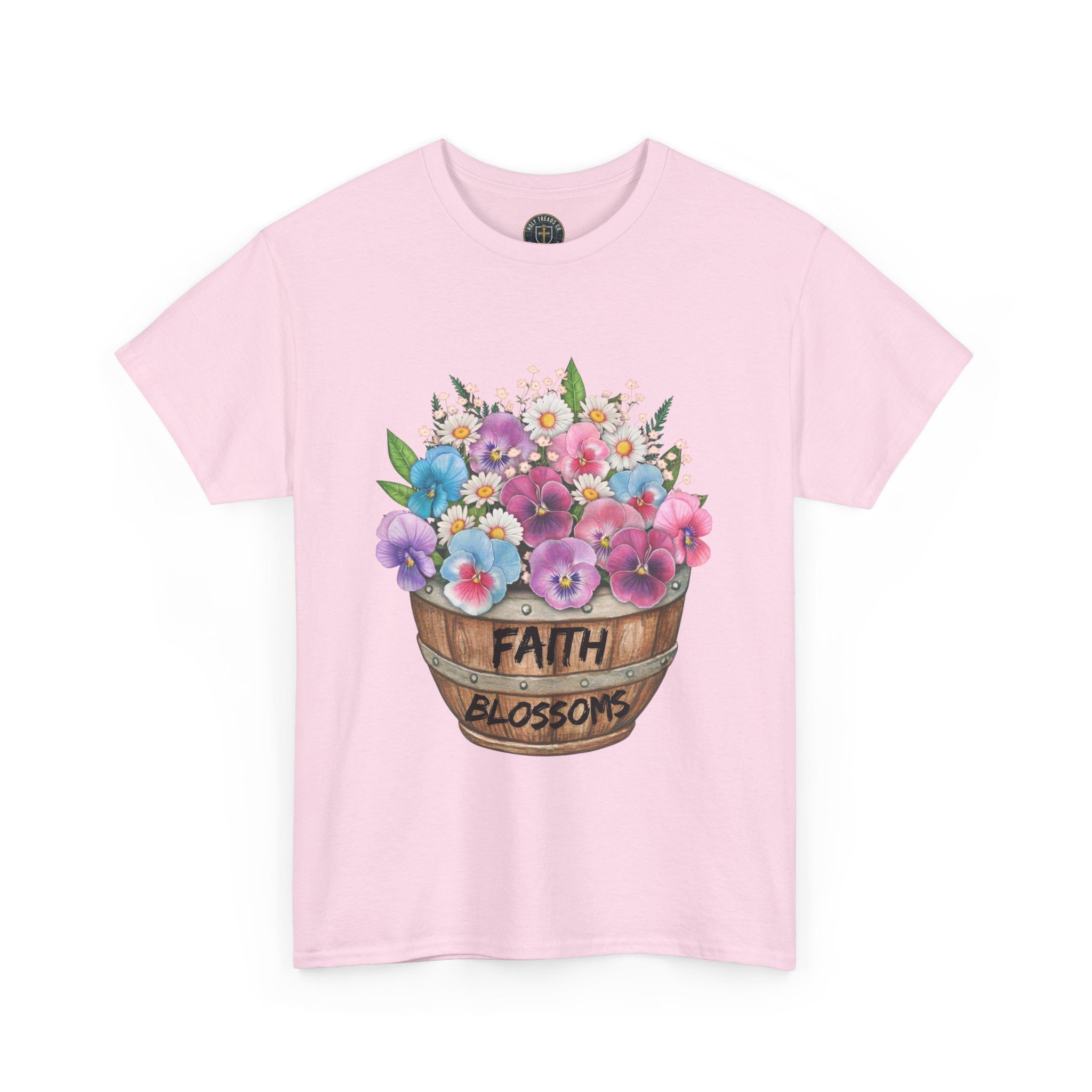 Faith Blossoms T-Shirt — Floral Bucket Christian Tee