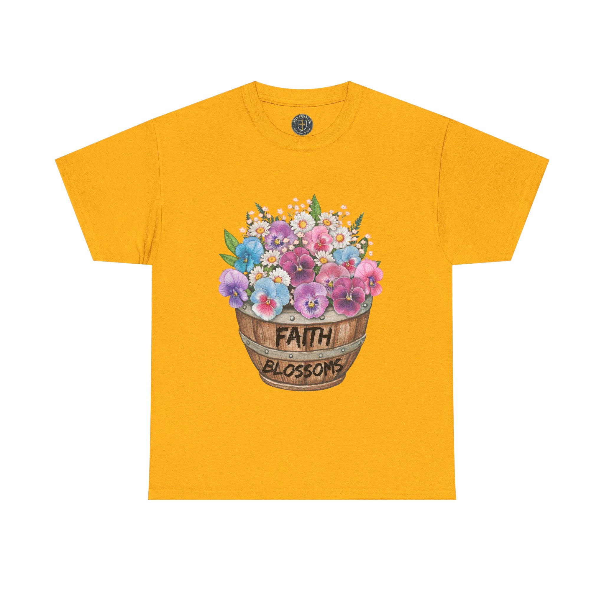 Faith Blossoms T-Shirt — Floral Bucket Christian Tee