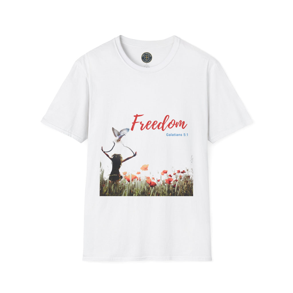 Freedom Floral T-Shirt — "Freedom" Galatians 5:1 Christian Tee