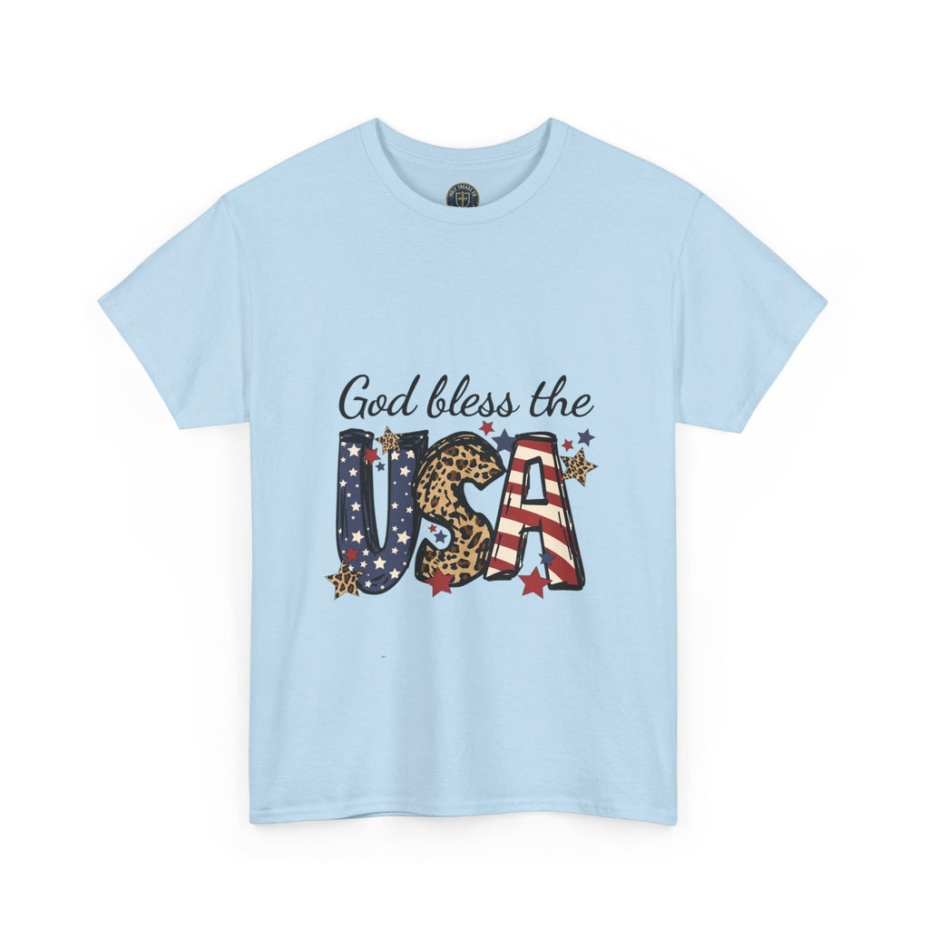 God Bless the USA Tee — Patriotic Leopard & Flag Graphic T-Shirt