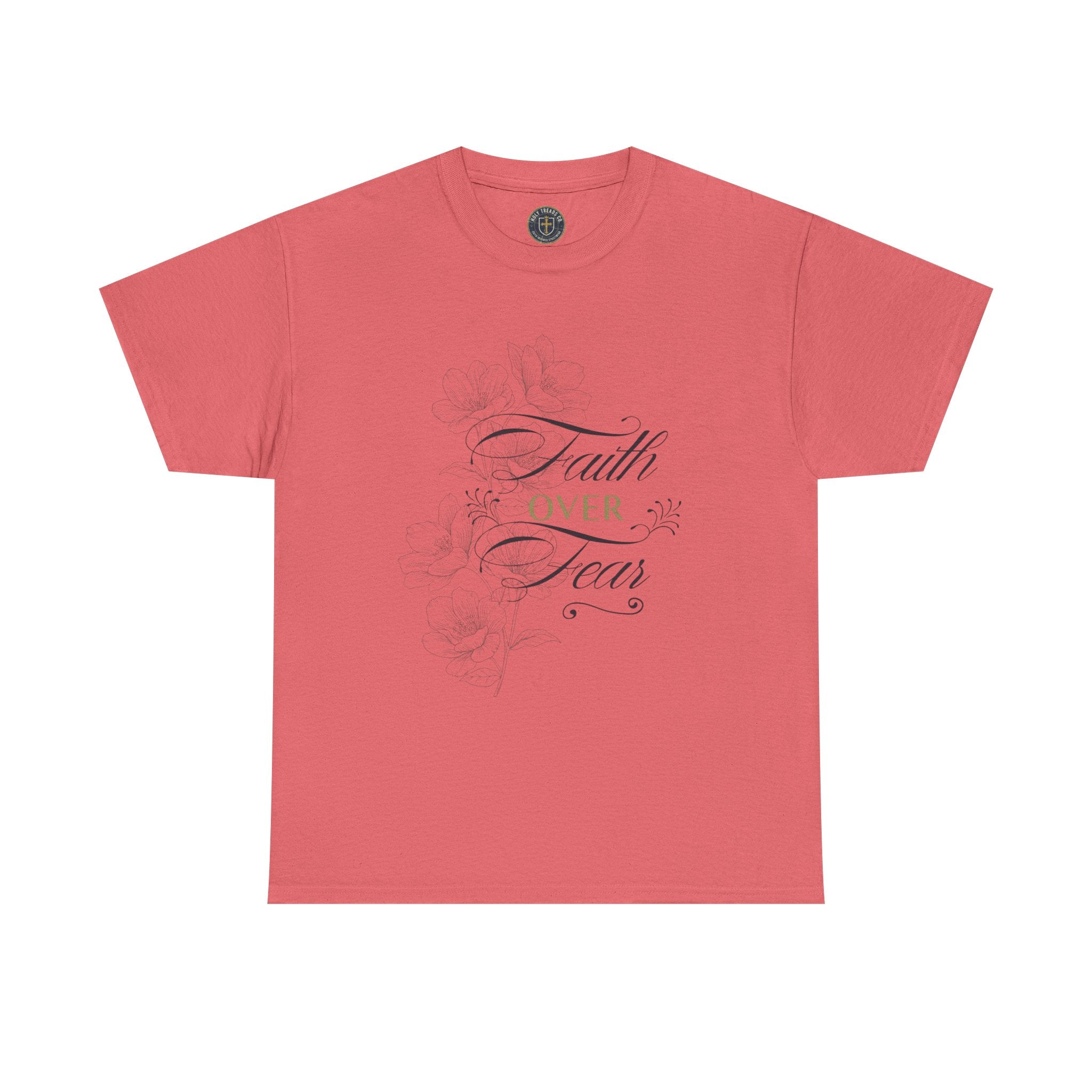 Faith Over Fear T-Shirt — Inspirational Christian Tee with Floral Script