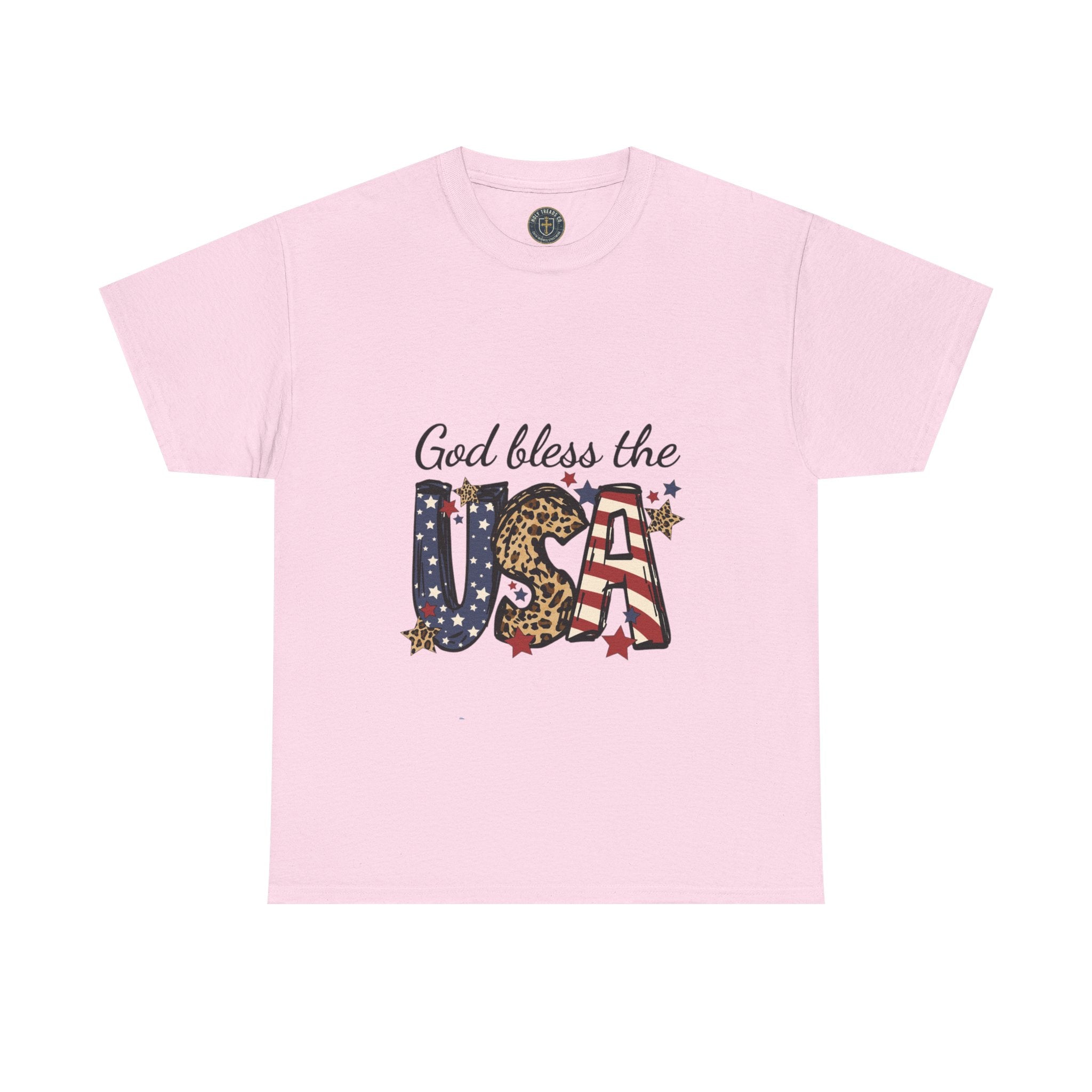 God Bless the USA Tee — Patriotic Leopard & Flag Graphic T-Shirt