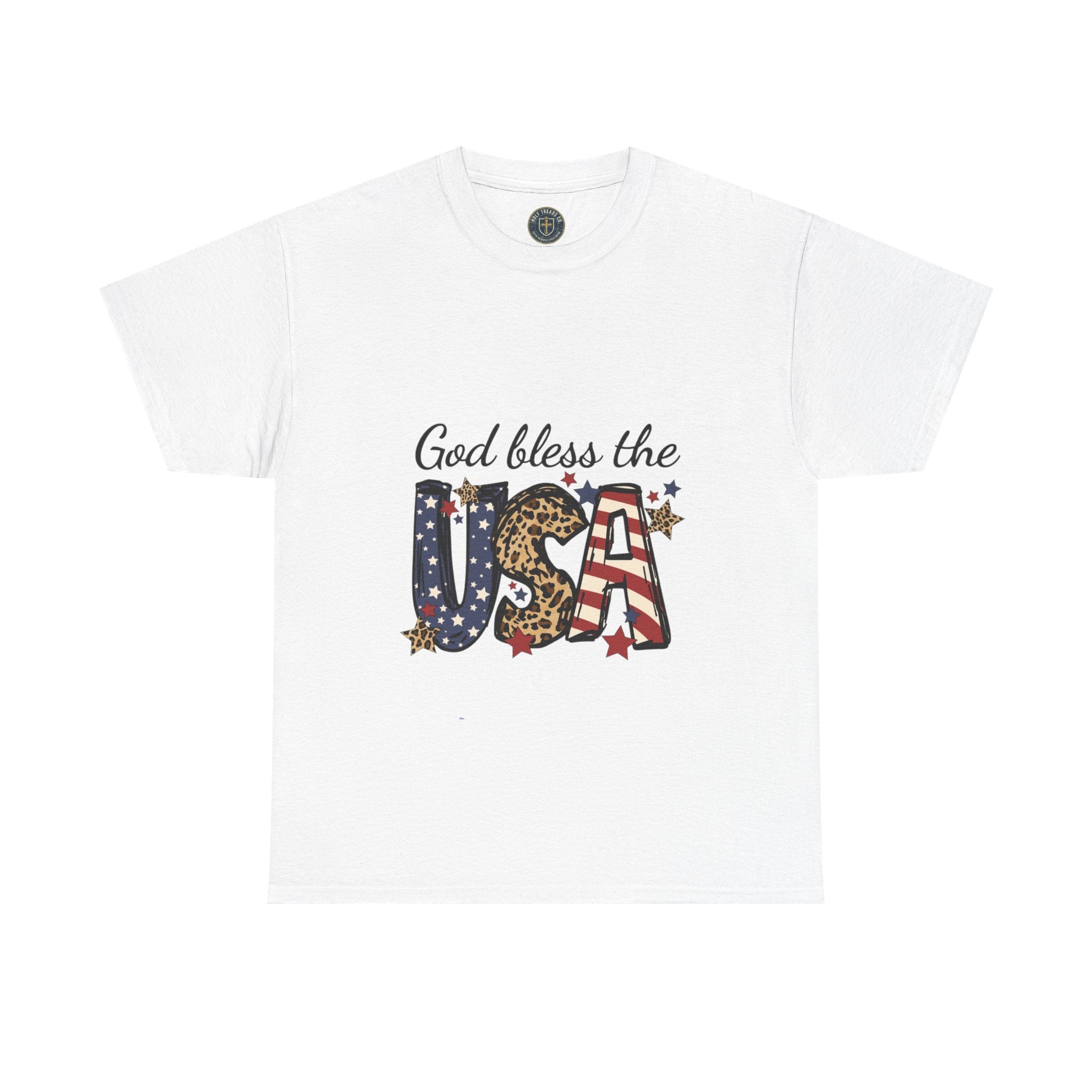 God Bless the USA Tee — Patriotic Leopard & Flag Graphic T-Shirt