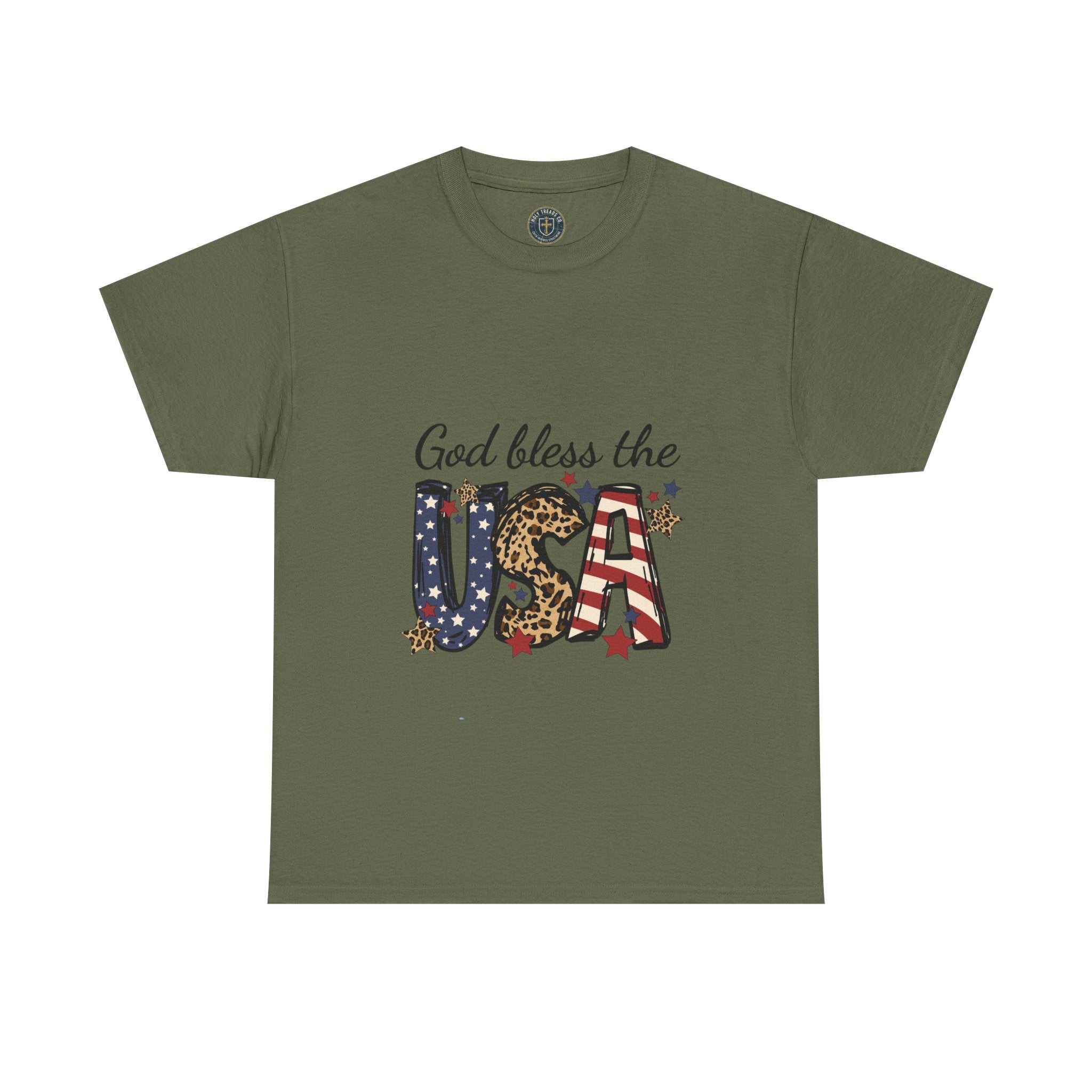 God Bless the USA Tee — Patriotic Leopard & Flag Graphic T-Shirt
