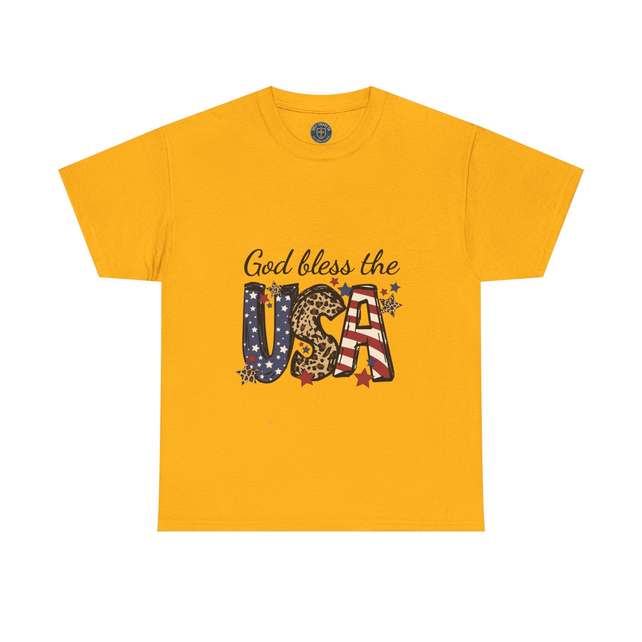 God Bless the USA Tee — Patriotic Leopard & Flag Graphic T-Shirt