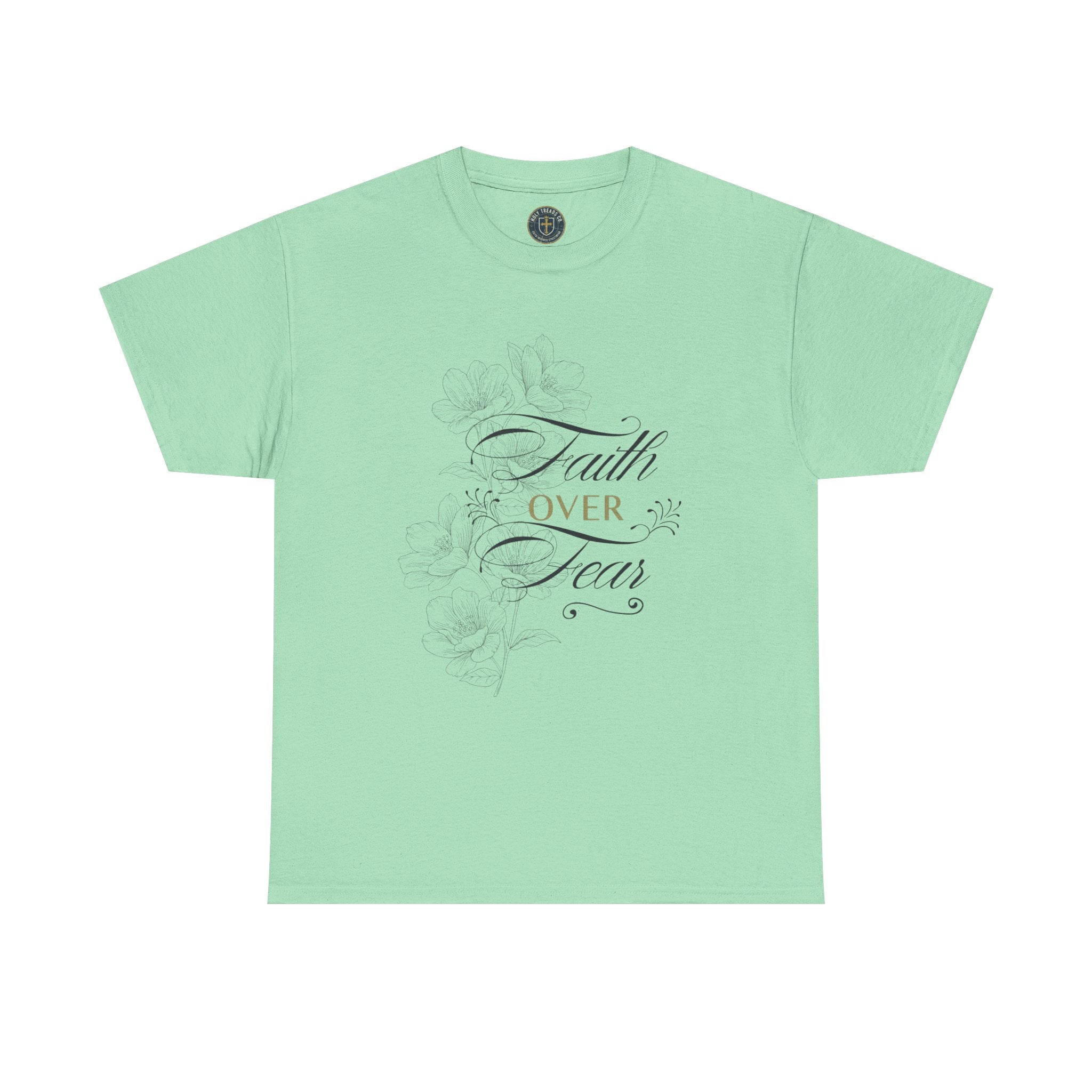 Faith Over Fear T-Shirt — Inspirational Christian Tee with Floral Script