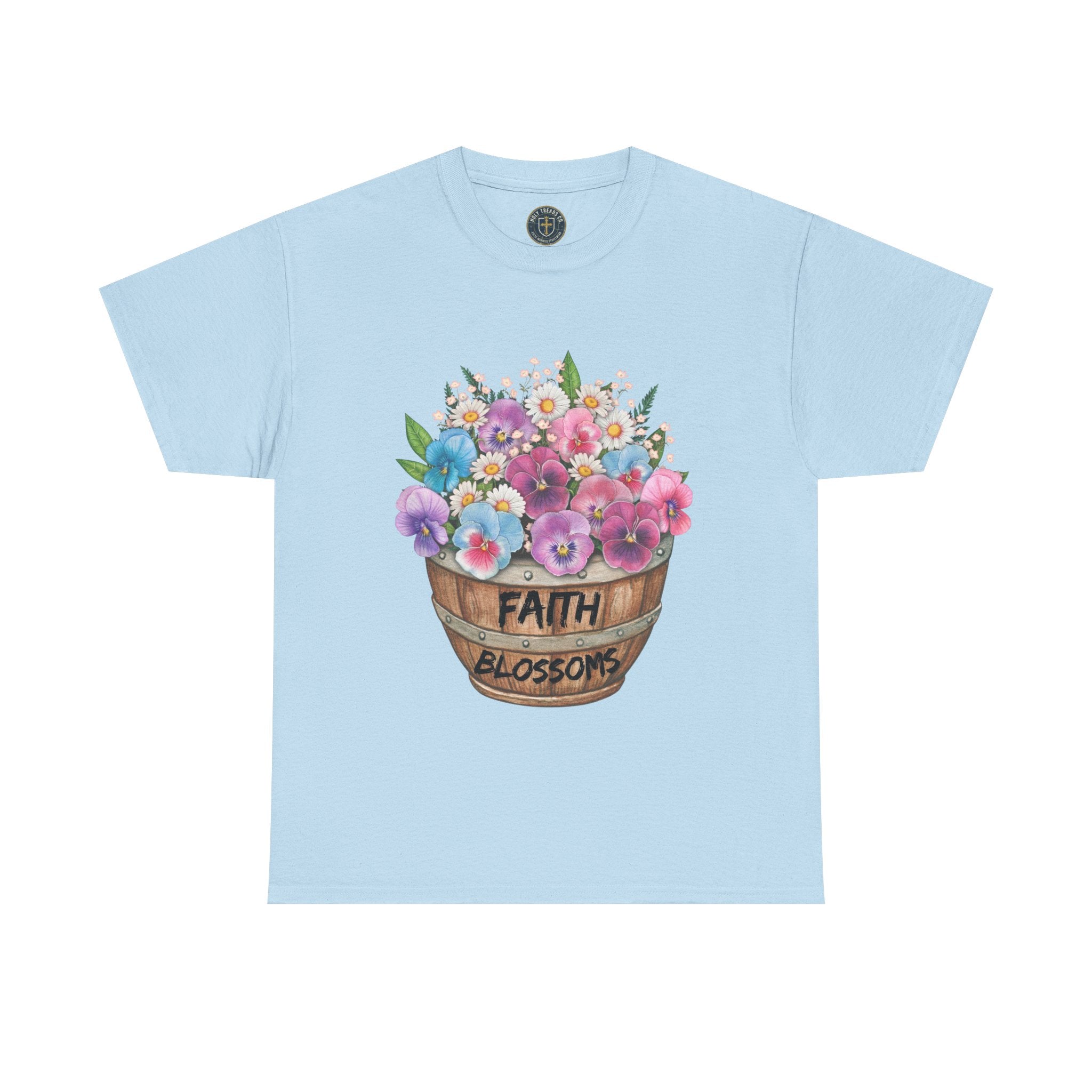 Faith Blossoms T-Shirt — Floral Bucket Christian Tee